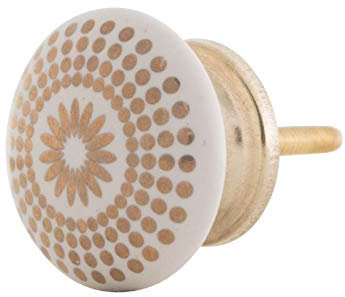 Knober Möbelknopf Keramik Weiß Art-Deco Landhausstil Shabby-Chic Kommodenknopf Kommodengriff (Decor09)