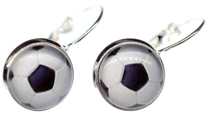 Miniblings Fußball Ohrringe Fan Hänger Fußballfan Sport Ball Cabochon EM WM - Handmade Modeschmuck I Ohrhänger Ohrschmuck versilbert