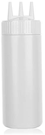 beyonday Seasoning Squeeze Bottles, 3 Hole Ketchup Mustard Dressing Squeeze Squirt Bottles, Salad Sauce Condiment Cream Squeeze Bottles for Kitchen Restaurant Bakery (24oz, White)