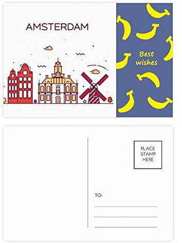 Amsterdam Flaches Landmark Banana Postkarten-Set, Danksagungskarte, Postkarte, 20 Stück