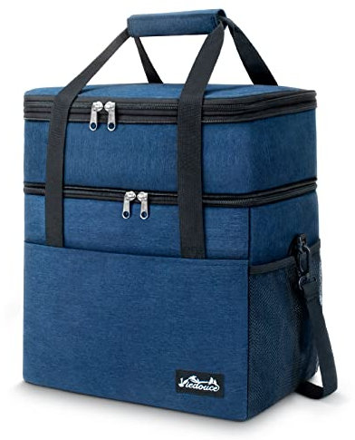 Viedouce Bolsa Térmica Porta Alimentos 30L, Ampliable Bolsa de Enfriamiento, Compartimentos Dobles Prueba de Fugas Bolsa de Almuerzo Nevera con Bandolera & Abridor de cerveza para Exteriores/Viajes