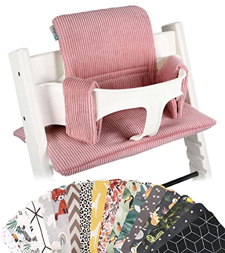 UKJE Cuscino per Stokke Tripp Trapp | Molti colori e motivi | Fatto a mano in Europa (costina rosa)