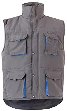 VELILLA 205902 Gilet imbottito bicolore multitasche grigio e celeste, taglia M