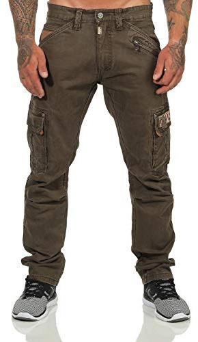 Timezone Herren Cargo Hose 26-10035 Roger Slim schmales Bein Sludge Green 31/32
