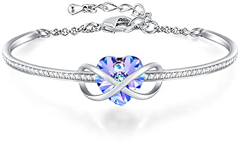 GEORGE · SMITH Infinito Bracciale Donna Placcato Argento Bracciale Cuore con Diamante 5A per Donna Gioielli per Natale, Regalo di Anniversario per Lei