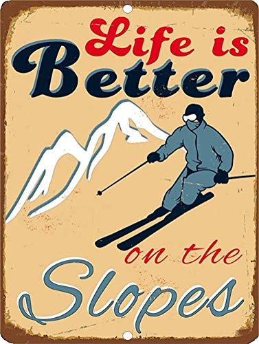 20x30cm Metal Tin Sign,Life Is Better On The Slopes Snow Ski Art Plaque Home Wll Decor For Coffee Bar Room Vintage Decor
