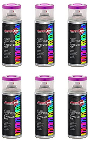 Ambro-Sol V400FLUOR.6 Vernice Fluorescente, Rosso, 400 ml, 6 pezzi