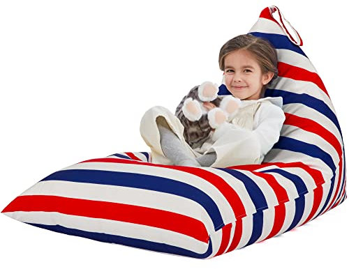 Nobildonna Sitzsack-Stuhlbezug für Kinder und Erwachsene, extra großer Sitzsack ohne Füllung, Plüschtierhalter und Organizer, Premium-Segeltuch, 250 l