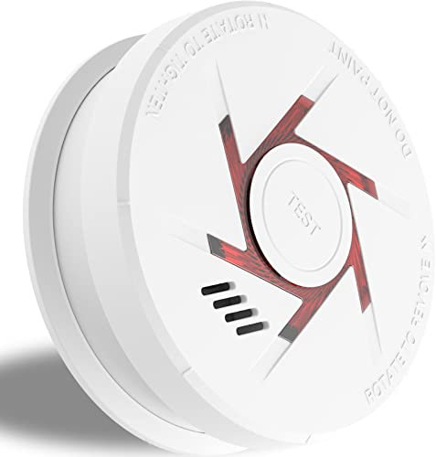 Rauchmelder mit Austauschbarer 9V-Batterie Brandmelder DIN EN14604 Feuermelder mit Test-Taste und Selbsttestfunktion