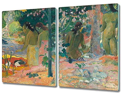 Coloray 2x40x52 Hackbrett Küchenbrett Kochplattenabdeckung Schneidebrett Herdabdeckplatte - Verlorener Eden Gauguin