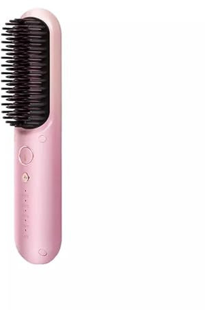 ABHI Ionisch Haarglätter Kamm Kabelloser mit 3 Ebenen Einstellbar Temperatur Auto-off Verbrühungsschutz Tragbarer Glätteisen Styler USB C Wiederaufladbar Elektrischer Lockenstäbe Glättbürste - Rosa