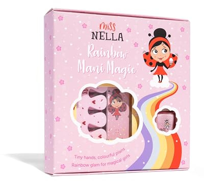 Miss Nella NAGELKIT & NAGELLACK- Zubehörset für Kinder + Its Giltst Hippo abziehbarer Nagellack, Nagelaufkleber, Tattoos, Nagelfeile & Zehenspreizer- speziell gefertigt für Kinderhände und Füße