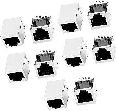 A ABSOPRO Montaje Zócalo Red Conectores RJ45 Enchufe 8P8C PCB (Juego de 10)