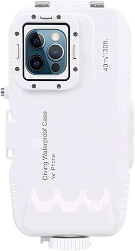 Vanqiang Diving Case for iPhone, Underwater Phone Case Compatible with iPhone, [40m/130ft] Surfing Swimming Snorkeling Photo Video Waterproof Housing Case (iPhone 12 Pro Max) White