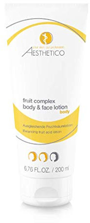 AESTHETICO fruit complex body & face lotion - Hautglättende Fruchtsäurecreme bei Akne, für Gesicht und Körper, mit Weihrauch und Hyaluron, (2 Tuben je 200 ml)