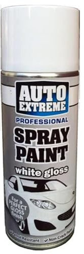 SuperGift.com, White Gloss Spray Paint, Automotive Paint Sprayer, Multipurpose Exterior Black Spray Paint Matt, Interior Metal Spray Paint, for Cars, Bikes,Vans, Metal, Wood, 1x 400ml
