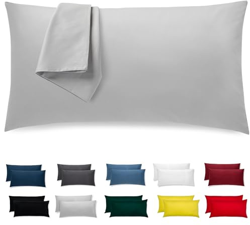 Kissenbezug 40x60 Baumwolle Premium Jersey 2er Set Kissenhülle Deko für Kissen Bett/Sofa Stoff Superweicher Resistent Hypoallergen Anti-Milben Kopfkissenbezug mit Verdecktem Zip Voll Waschbar