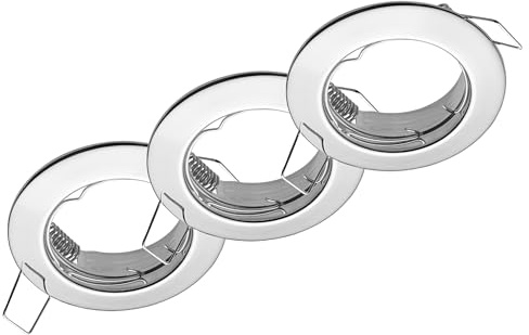 Oktaplex 3er Set Sedan Spotrahmen flach für GU10 & LED Module Chrom | 60mm Lochmaß, Deckenspots Rahmen für Einbauleuchten