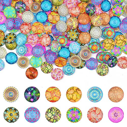 DOUSELLA 200 Stück Gemischte Farbe Glassteine Bunte Muggelsteine Glas Kinder Mini Glasnuggets 12mm Glas Cabochon Mosaik Gemischte Farbe Glassteine Deko für Fotoschmuck, Blumen und mehr (200pcs 12mm)