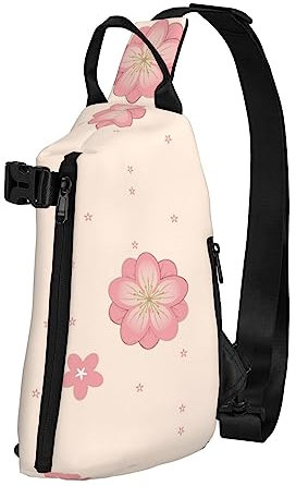 Sac banane imperméable en fibre de polyester - Sac à dos 4 poches idéal pour les activités de plein air, graines de tournesol et tournesols, Petites fleurs de cerisier roses, One Size