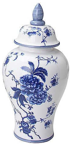 Pot de Gingembre émaillé en céramique Bleu et Blanc Finitions soignées Décoration d'intérieur avec Couvercle Pot Multi-usages Vase Pot de