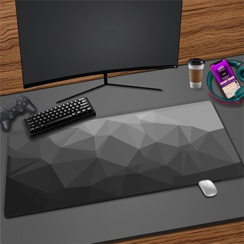 Alfombrilla de Ratón XXL Gaming Geometría Negra 1200x600mm - Alfombrillas de Ratón XXL - Alfombrilla de Mesa Grande - Superficie Especial - Mejora Velocidad Precisión