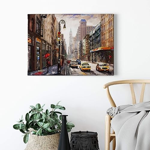 A.S. Création Leinwandbild New York Städte - Kunstdruck braun beige grau - 70x50 cm Querformat - moderne Wanddekoration Schlafzimmer Wohnzimmer Küche - Bild auf Keilrahmen