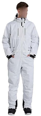 USTZFTBCL Traje de esquí de una pieza para hombre, chaqueta de snowboard, mono grueso cálido, transpirable, impermeable, hombre blanco, M