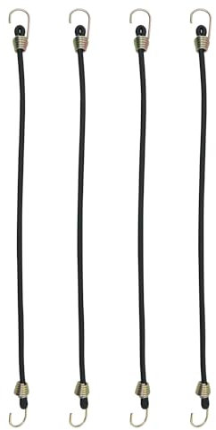 JJHXSM 4 mini corde elastiche caricate a molla con gancio da 30,5 cm, per campeggio, telone, tenda, escursionismo, bagagli, mini cavo elastico fisso multifunzionale