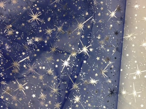 Organza royalblau Sternenhimmel silber Meterware