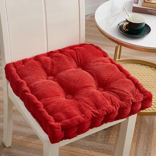 Sitzkissen Outdoor, 2er Set Stuhlkissen 50x50cm, Dicke Bodenkissen, Sitzpolster Outdoor für Bank und Gartenstuhl(Quadrat,Rot,50 x 50 cm)