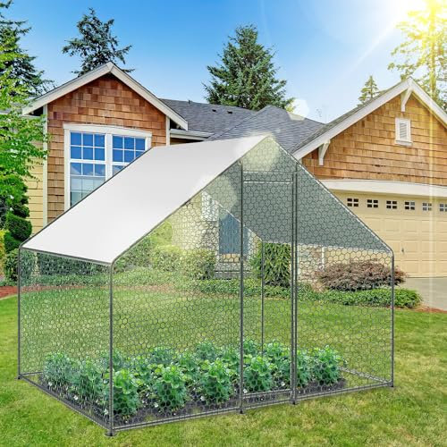 Cecaylie Hühnerstall 6m2,Hühnerhaus XL Freilaufgehege 3x2x2m Wasserdichtes Verzinkter Stahl Wachtelstall Entenstall für Hühner Hühnerkäfig Kleintiere Vogelkäfig Haustierkäfig