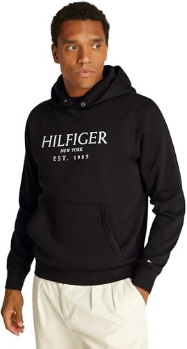 Tommy Hilfiger Herren Hoodie mit Bauchtasche, Schwarz (Black), L
