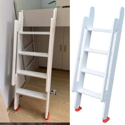 39 43 49 51 55 59 69 70 74 78 Only Twin Bunk Bed Ladder/Slanted Ladder for Bunk Loft Cabin Beds, Wooden Angled Ladders for Camper/Travel Trailers w/Hook & Hardware (Color : White, Size
