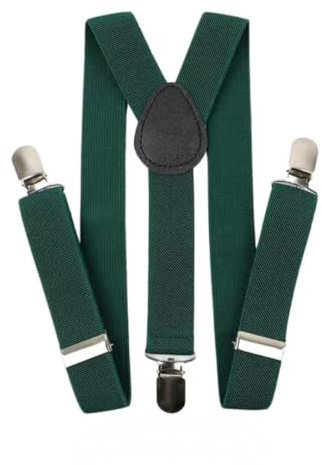 SE Tirantes para Pantalones Hombre en 7 Colores Disponibles| Tirantes Hombre con 3 Clips Resistentes| Accesorio para Traje Fiesta Boda (VERDE)