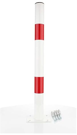 Parkpfosten Parkplatzsperre | Sperrpfosten nicht klappbar | SLUPEK STALY H=72 | Stahl | Robust Parkplatzbügel | Sperrbügel Parkplatz | Weiß/Rot