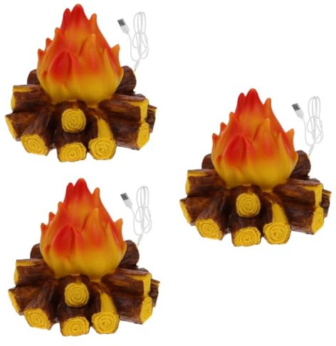 3st Umgebungslicht Mit Holzkohleflamme Led-glühbirne Mit Flammeneffekt Dekoratives Feuer-led-licht DIY Mikro-landschaftszubehör Falsche Feuerflamme Künstliches Feuerlicht Harz PRETYZOOM