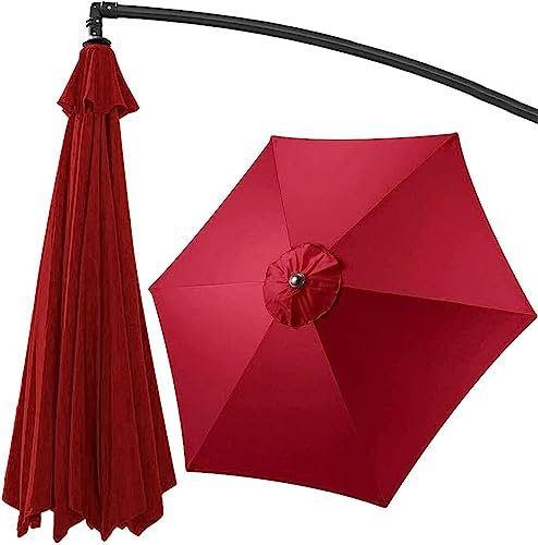 Toile Parasol 3x3 Déporté 6 Baleines 8 Baleines, Auvent De Rechange pour Parasol,pour Parasol à Bras Latéral Décentré Anti-Ultraviolet (Rouge,300cm/6-Ribs