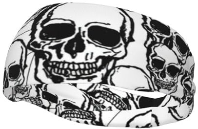 Schwarz-weißes Totenkopf-Muster, Sport-Schweißband, lässiges Schweißband, leicht, atmungsaktiv, Haarband zum Wandern, Laufen