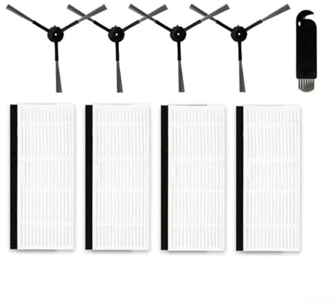 HEIBTENY 9 piezas de repuesto Accesorios para Cecotec para Conga 5290 Ultra Robot Aspiradora Juego de Repuesto 4 Filtros + 4 Cepillos Laterales + 1 Cepillo de Limpieza