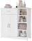 EUGAD Badezimmerschrank, Badschrank schmal, Aufbewahrungsschrank mit 1 Schublade, 2 Türen, verstellbaren Ablagen, Bad Schrank stehend, Kommode Badezimmer, 80x80,5x30 cm, Weiß