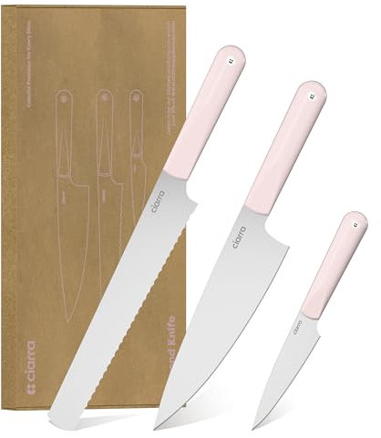 CIARRA Juego de Cuchillos de Chef, Juego de Cuchillos 3 piezas,Cuchillo Profesionales Afilados, Cuchillos y Mango de Acero Inoxidable
