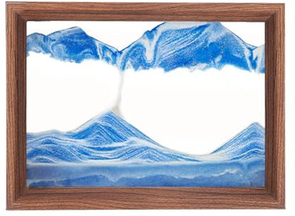 AzureLeap Peinture de Sable 3D Rotative - Art de Sable Sous-Marin Peinture de Sable Fluide Cadeau en Sable Décoration Sablier en Bois Pour Bureau Salon et Jouets pour Adultes et Enfants [Bleu-10]