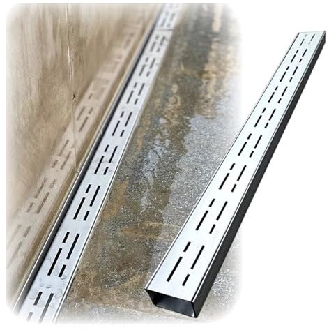 Ablaufgarnitur aus Edelstahl für Terrasse, Auffahrt, Pool und Garten, abnehmbarer Rost, 100 x 15 x 5 cm, 6 cm Loch, Außendusche, Ablauftrog