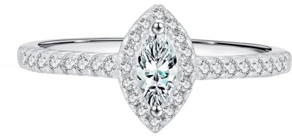 KnSam Echt Goldschmuck Hochzeitsring Weiß Gold 375 9K, Marquiseschliff Moissanit Partnerringe Au375 Gold, Klassiker Zart Ewigkeitsring Antragsring, Gr.54 (17.2)