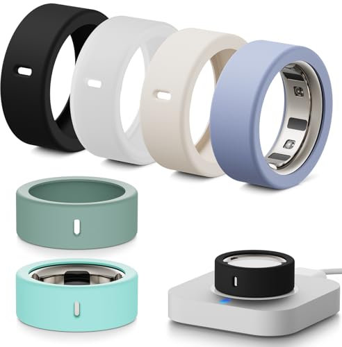 Hexasider [6 Stück] Smart Ring Protector für Oura Ring Gen 4/4 Ceramic/Gen 3/Ultrahuman Ring, Anti-Sturz Elastische Silikon Cover Schutzhülle Zubehör für Oura Ring (M für 8/9/10/11)