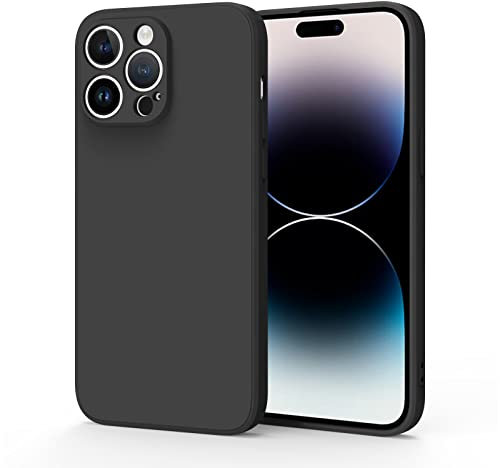 Vancle Coque Compatible pour iPhone 14 Pro Max, Étui en Silicone avec Doublure en Microfibre Souple, Conception Spéciale de Bord Droit (Noir)