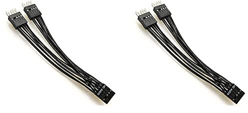 Losueeun Lot de 2 câbles d'extension audio HD 9 broches 1 vers 2 fiches mâle Y Câble répartiteur Noir pour PC DIY 10 cm