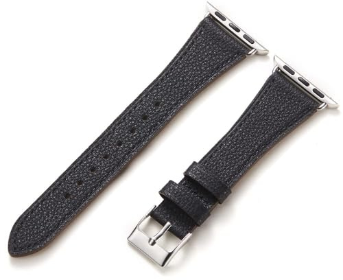 AoYi Italian Genuine Leather Strap Women for Apple Watch Series 11 10 9 8 7 6 5 4 3 2 1 SE3 SE2 SE, SGS Certified Dressy Bracelet Cute Band for iWatch 38mm 40mm 41mm 42mm, Black