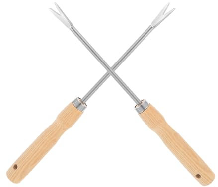 CANIGHT 2 Stück Wurzelpicker Aus Holz, Gartengraszieher, Graszieher, Pflanzenzieher, Werkzeug Zum Ziehen Von Gras, Werkzeug Zum Ziehen Von Gras, Löwenzahn Graszieher, Werkzeug Zum